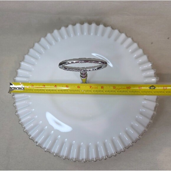 Vintage Fenton Silver Crest Single Tier Tidbit Tray 13" wide | 1942-1986 | USA - Picture 7 of 8